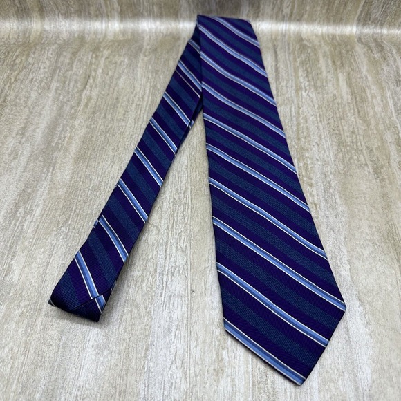 Brooks Brothers 346‎ Repp Neck Tie 100% Silk Purple Blue Striped Made In USA - Picture 3 of 8